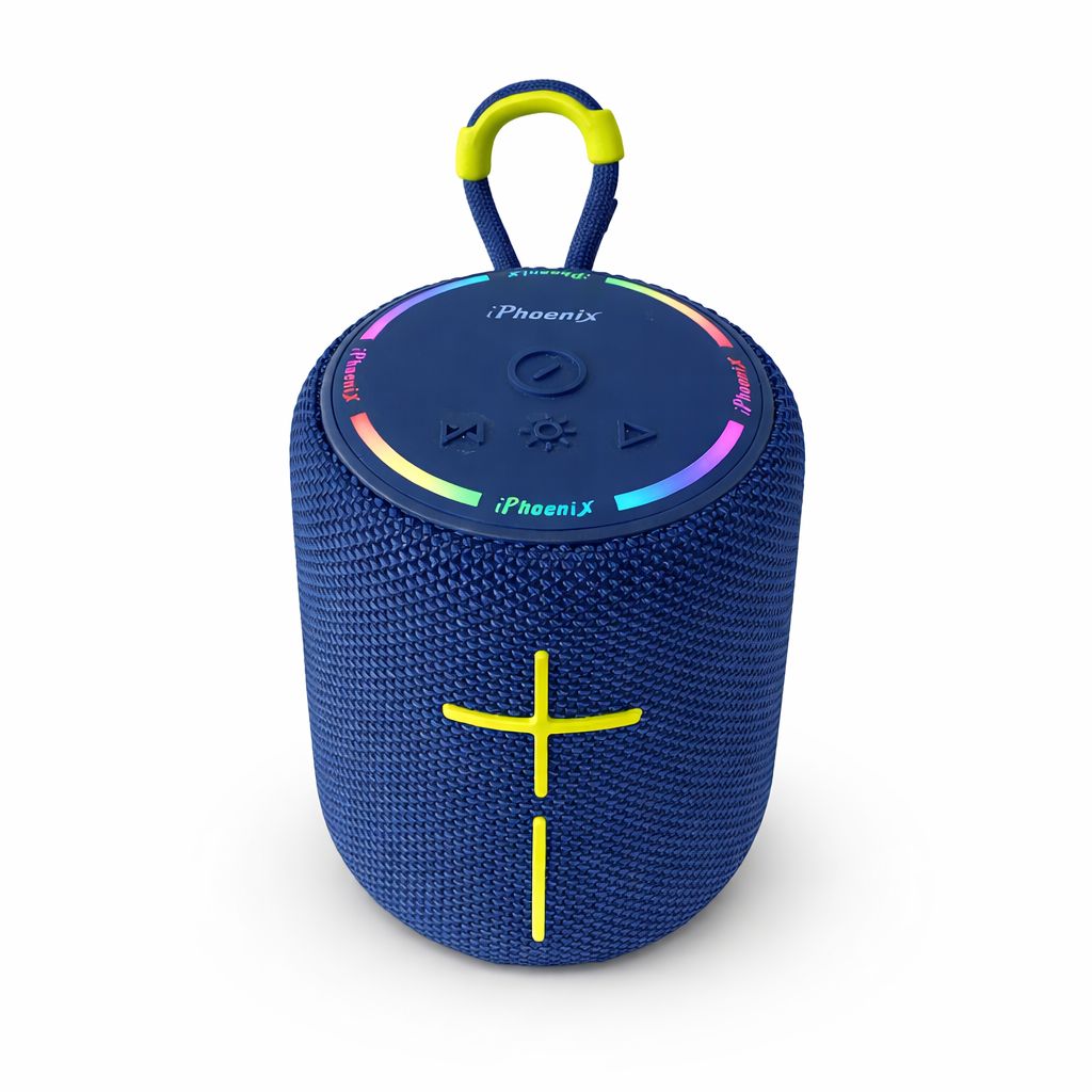 IP-590 Portable Mini BT Speaker RGB LED Lights 10W USB SD TWS - Blue