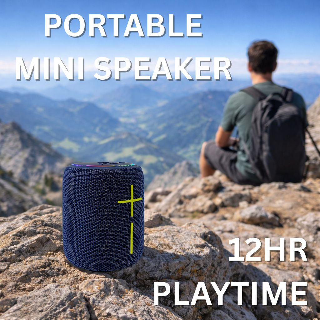 IP-590 Portable Mini BT Speaker RGB LED Lights 10W USB SD TWS - Blue