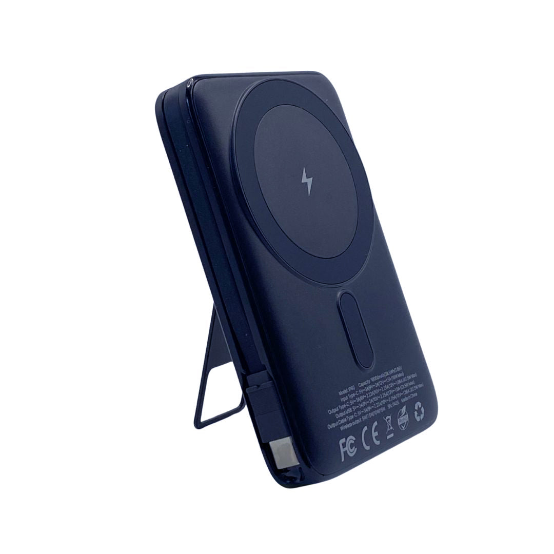 IP-60 Wireless Charging 15W Power Bank with Phone Holder - Blue