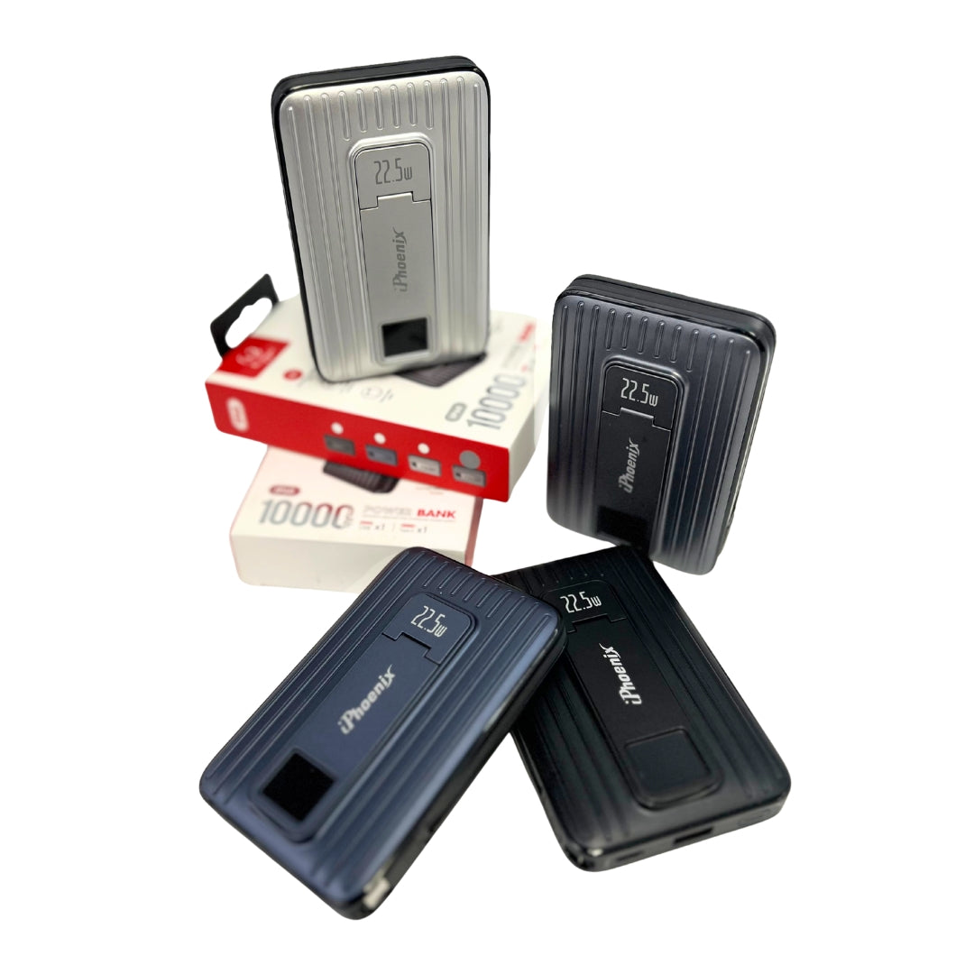 IP-60 Wireless Charging 15W Power Bank with Phone Holder - Gray
