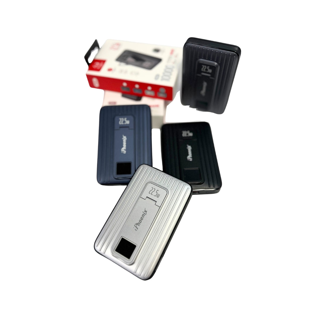 IP-60 Wireless Charging 15W Power Bank with Phone Holder - Gray
