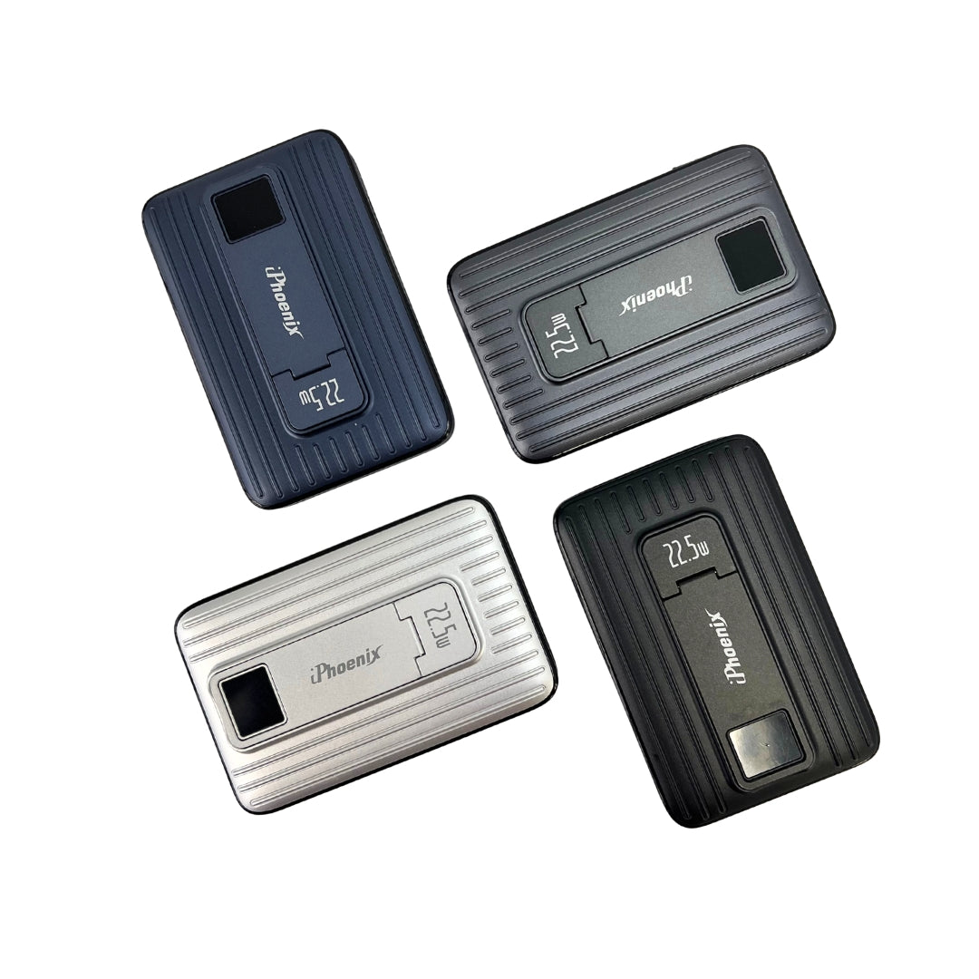 IP-60 Wireless Charging 15W Power Bank with Phone Holder - Silver