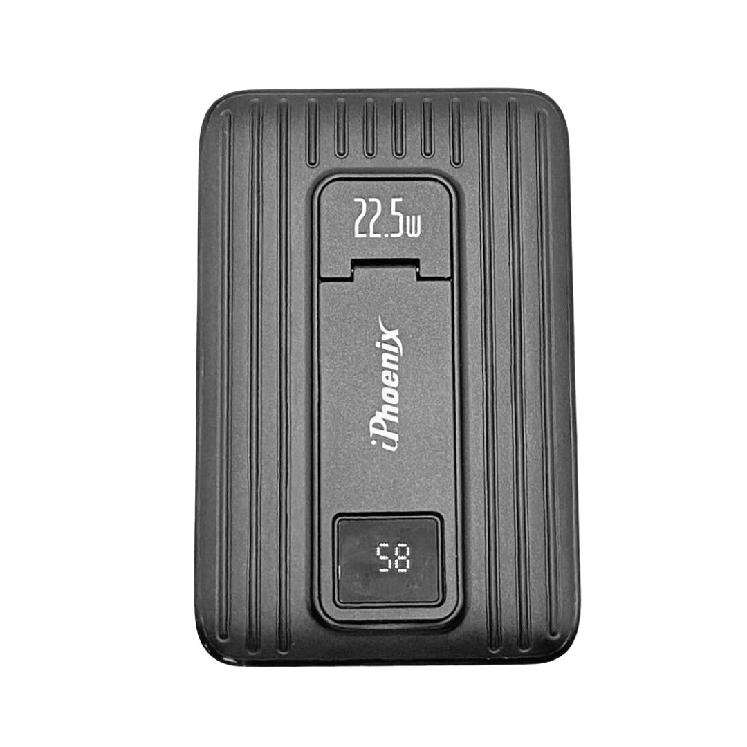 IP-60 Wireless Charging 15W Power Bank with Phone Holder - Gray
