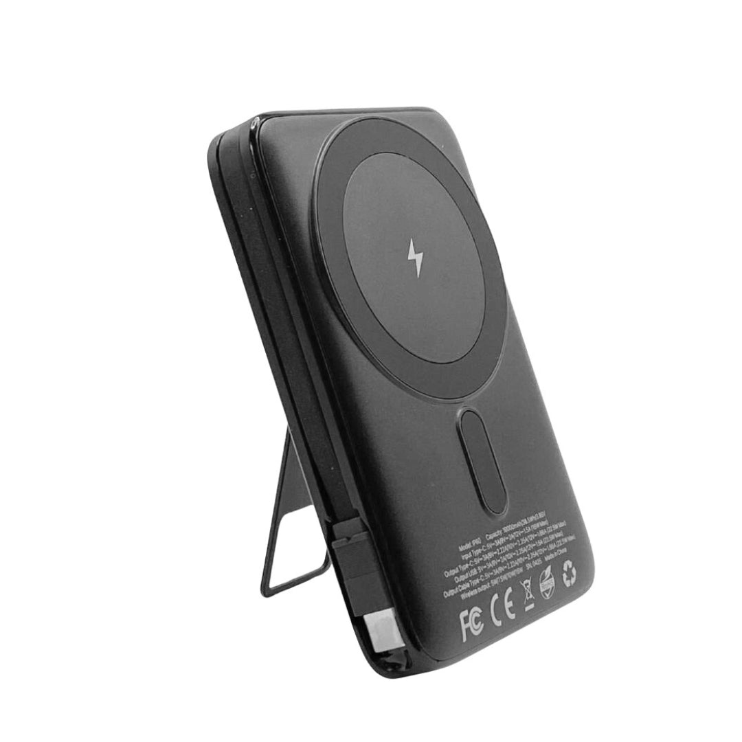 IP-60 Wireless Charging 15W Power Bank with Phone Holder - Gray