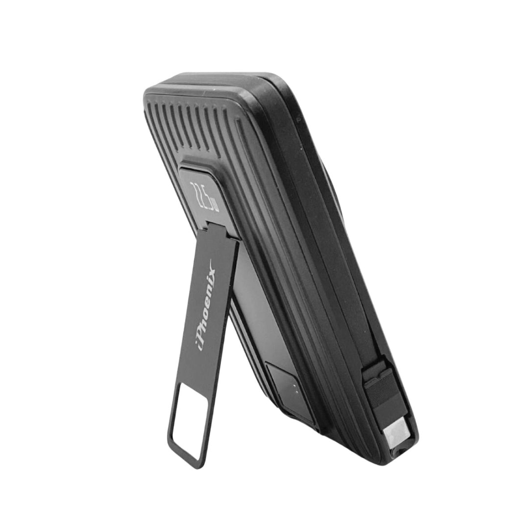 IP-60 Wireless Charging 15W Power Bank with Phone Holder - Gray