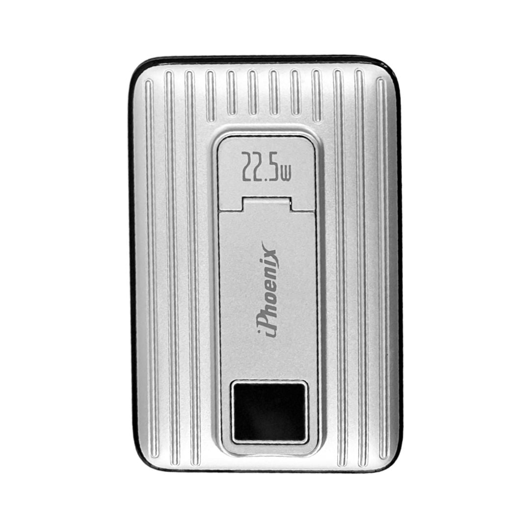 IP-60 Wireless Charging 15W Power Bank with Phone Holder - Silver