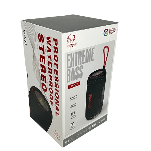 IP-672 Portable BT Wireless Speaker 6 Hours Playtime 3000mAh Battery ABS+Rubber Material - Black