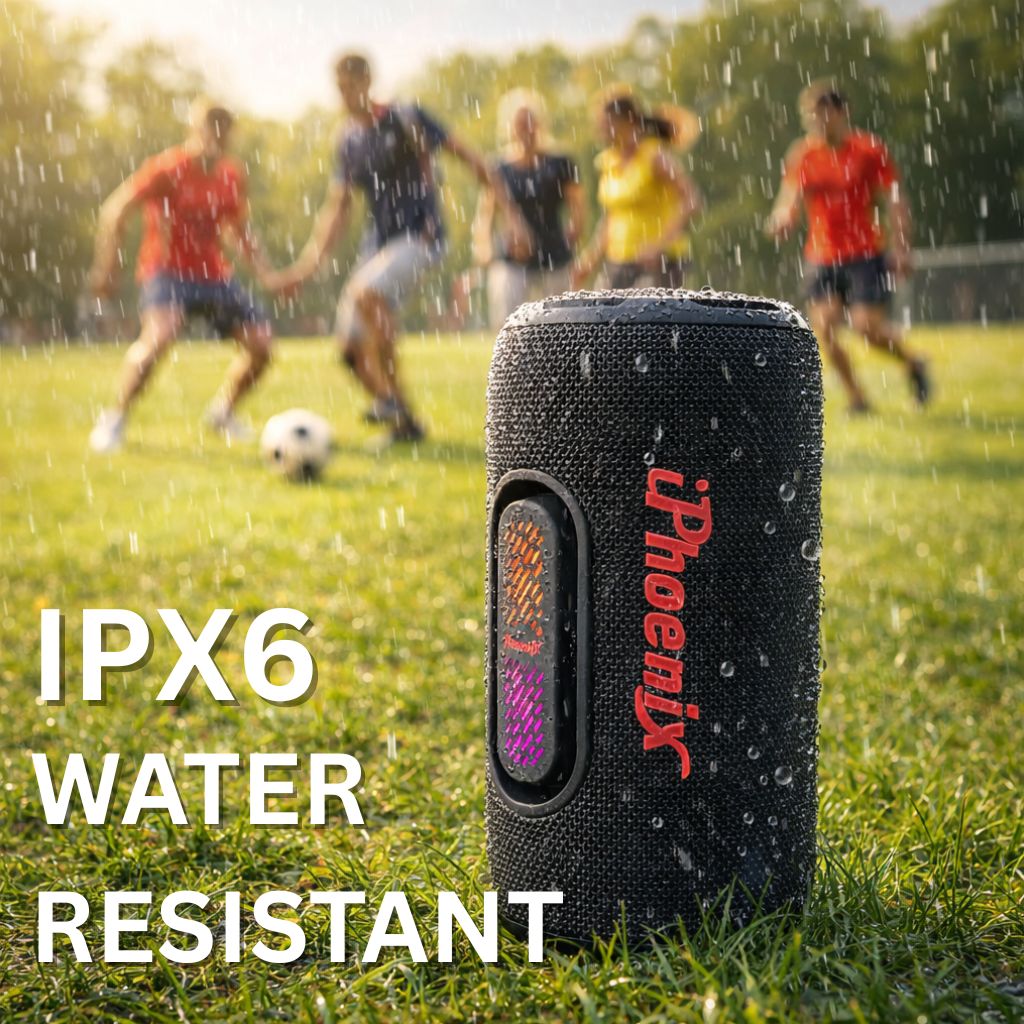 IP-672 Portable BT Wireless Speaker 6 Hours Playtime 3000mAh Battery ABS+Rubber Material - Black