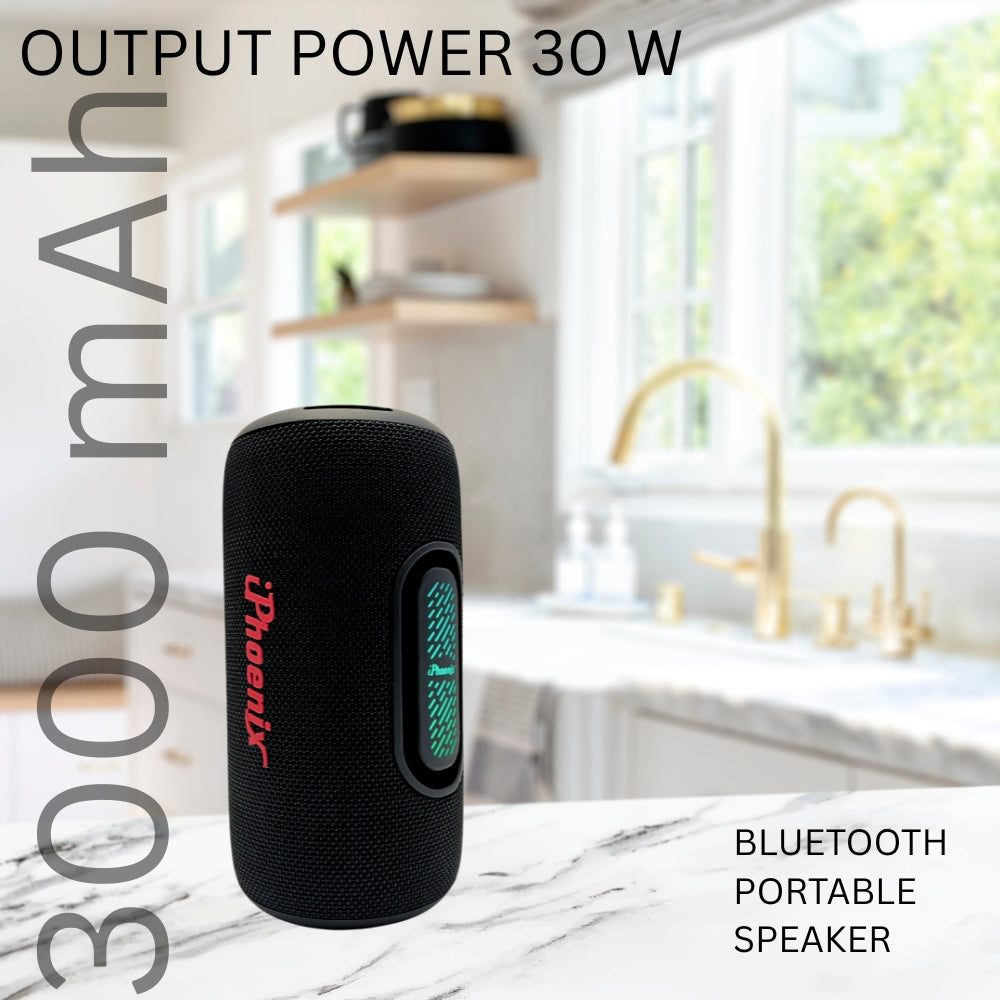 IP-672 Portable BT Wireless Speaker 6 Hours Playtime 3000mAh Battery ABS+Rubber Material - Black