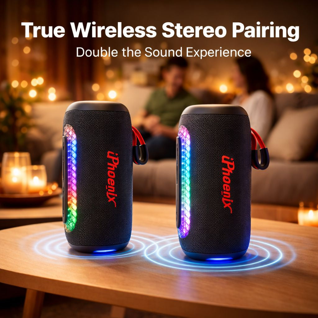 IP-692 Bluetooth Wireless Speaker 3000mAh Battery 6 Hours Playtime ABS+Rubber Material - Black