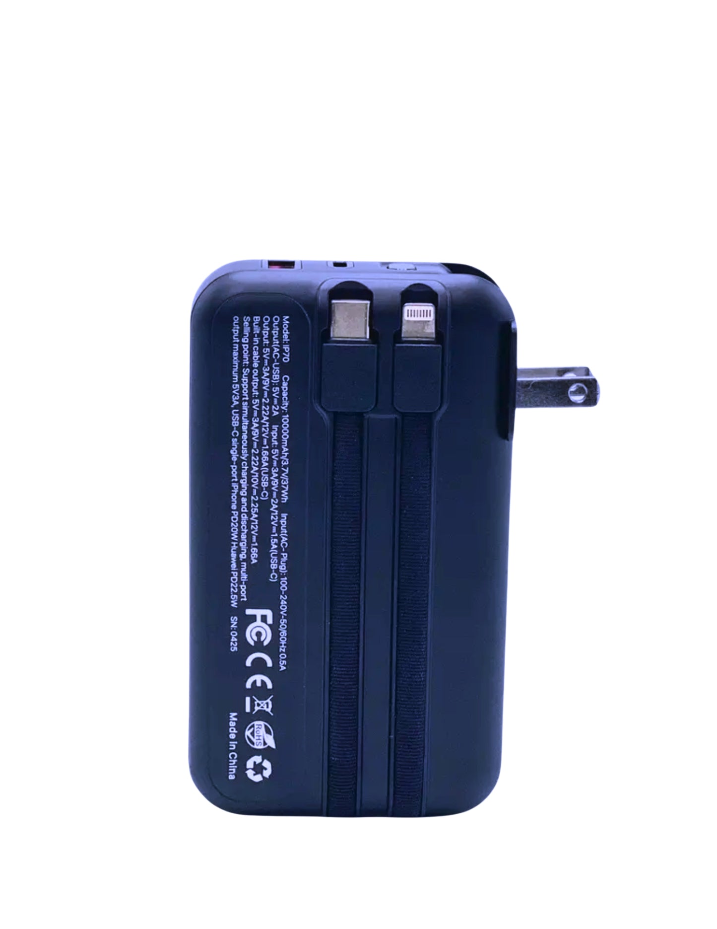 IP-70 Multi Functional Charging Power Bank with AC Adapter - Blue