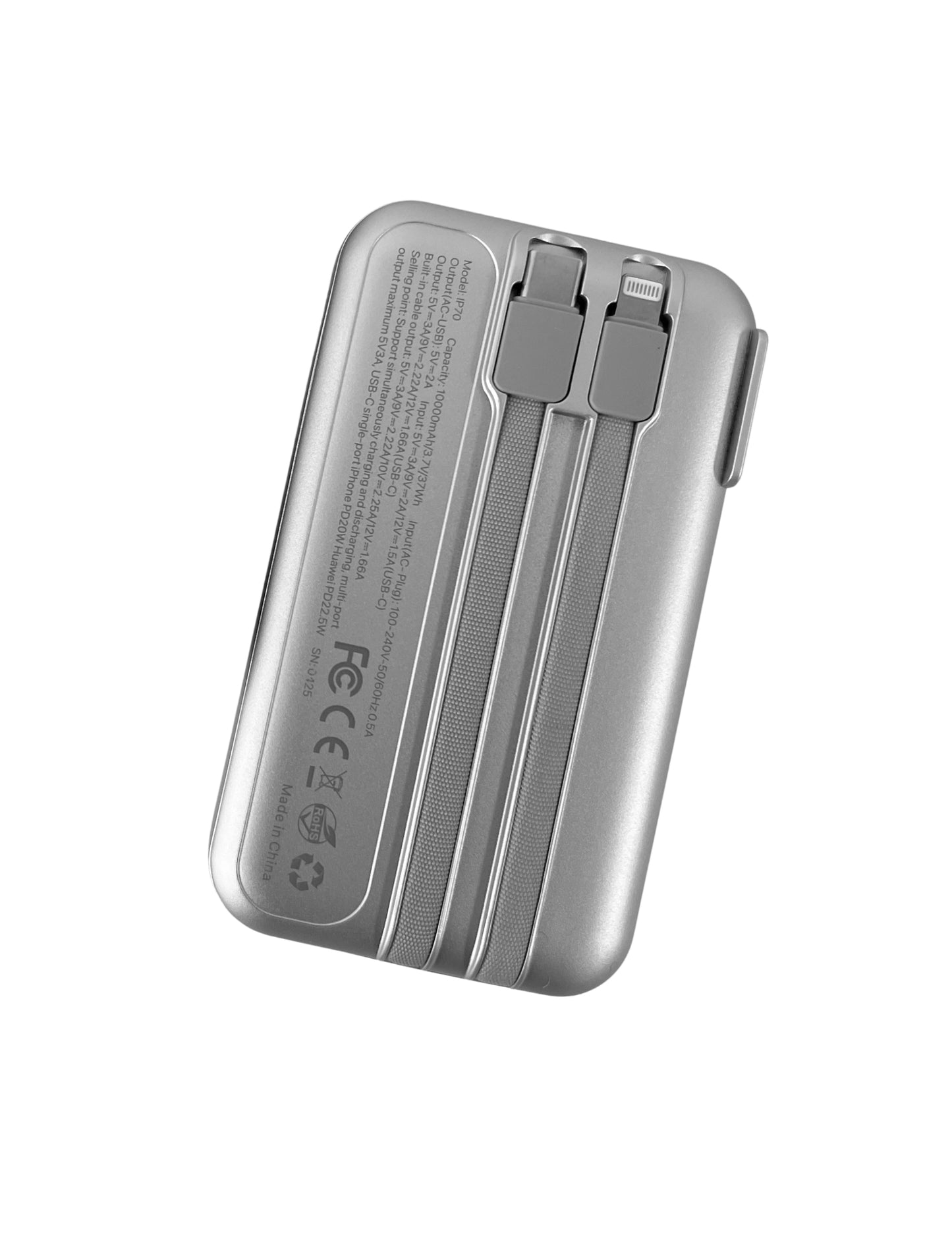IP-70 Multi Functional Charging Power Bank with AC Adapter - Silver