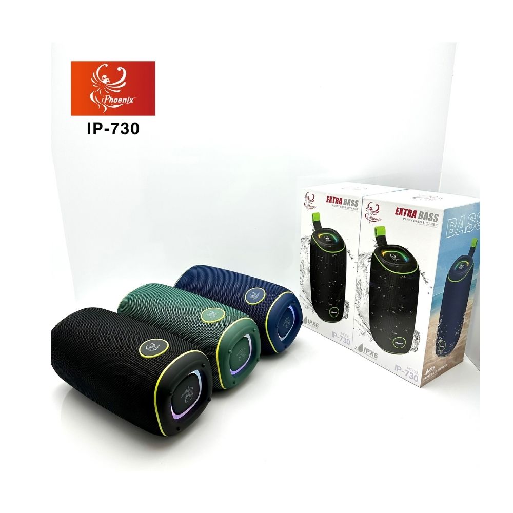 IP-730 Portable Bluetooth Rechargeable 20W LED Lights Speaker & Power Bank - Black