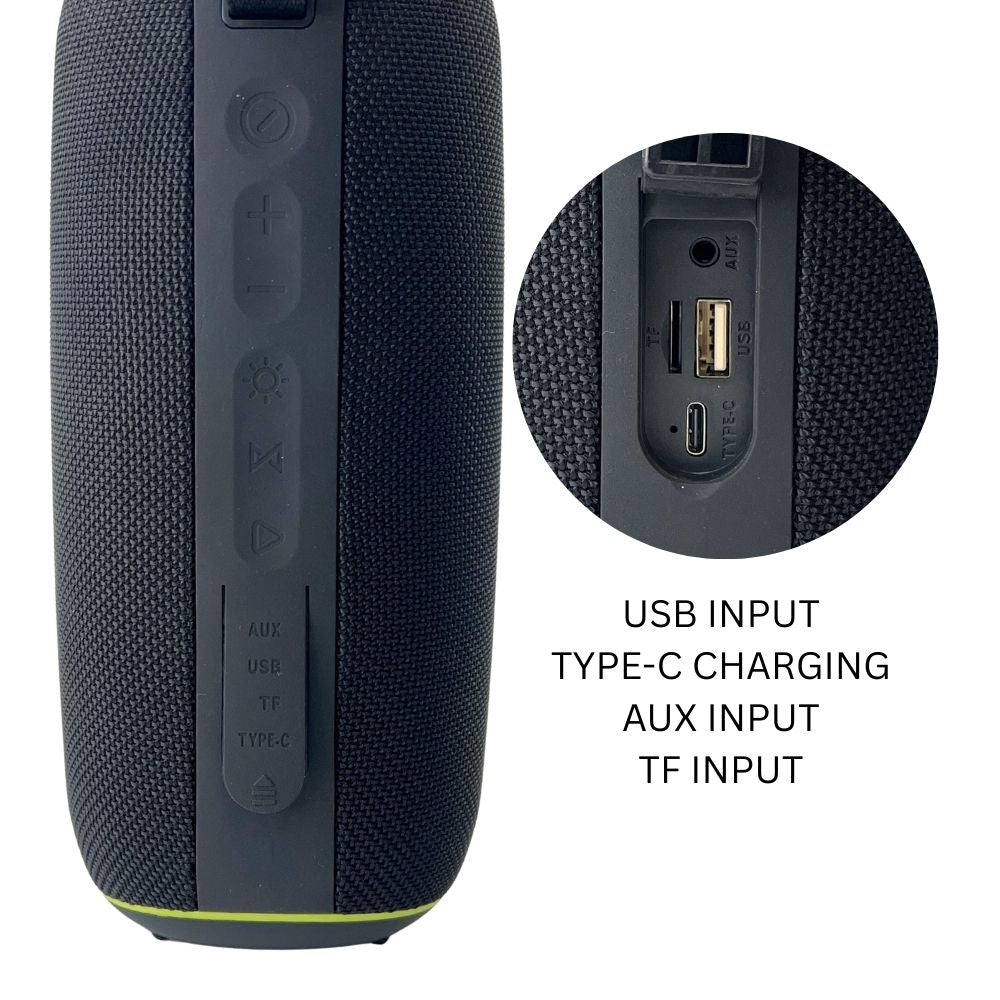 IP-730 Portable Bluetooth Rechargeable 20W LED Lights Speaker & Power Bank - Black