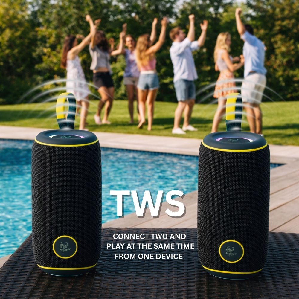 IP-730 Portable Bluetooth Rechargeable 20W LED Lights Speaker & Power Bank - Black