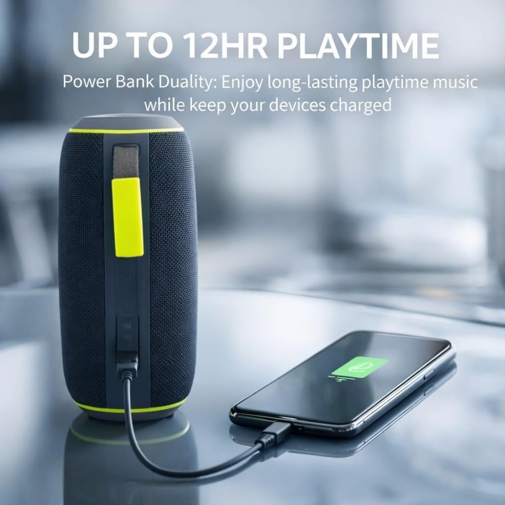 IP-730 Portable Bluetooth Rechargeable 20W LED Lights Speaker & Power Bank - Black