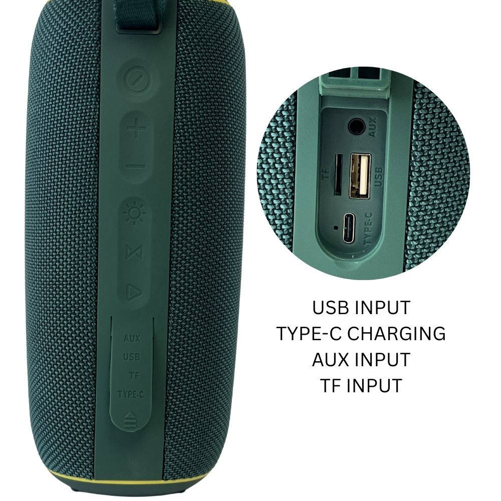 IP-730 Portable Bluetooth Rechargeable 20W LED Lights Speaker & Power Bank - Green