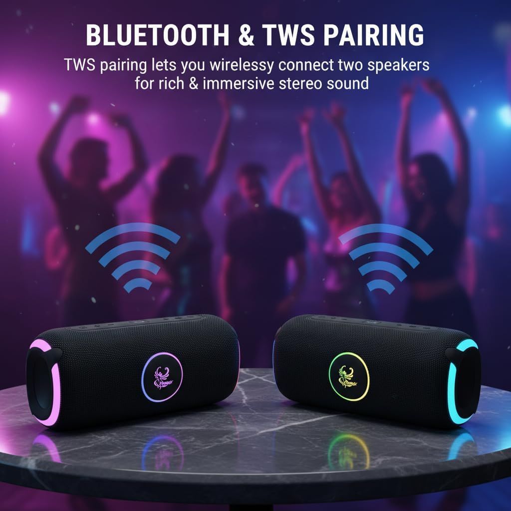 IP-740 2in1 Power Bank & Speaker BT LED Lights 4000 mAh Batter Water Resistant - Black