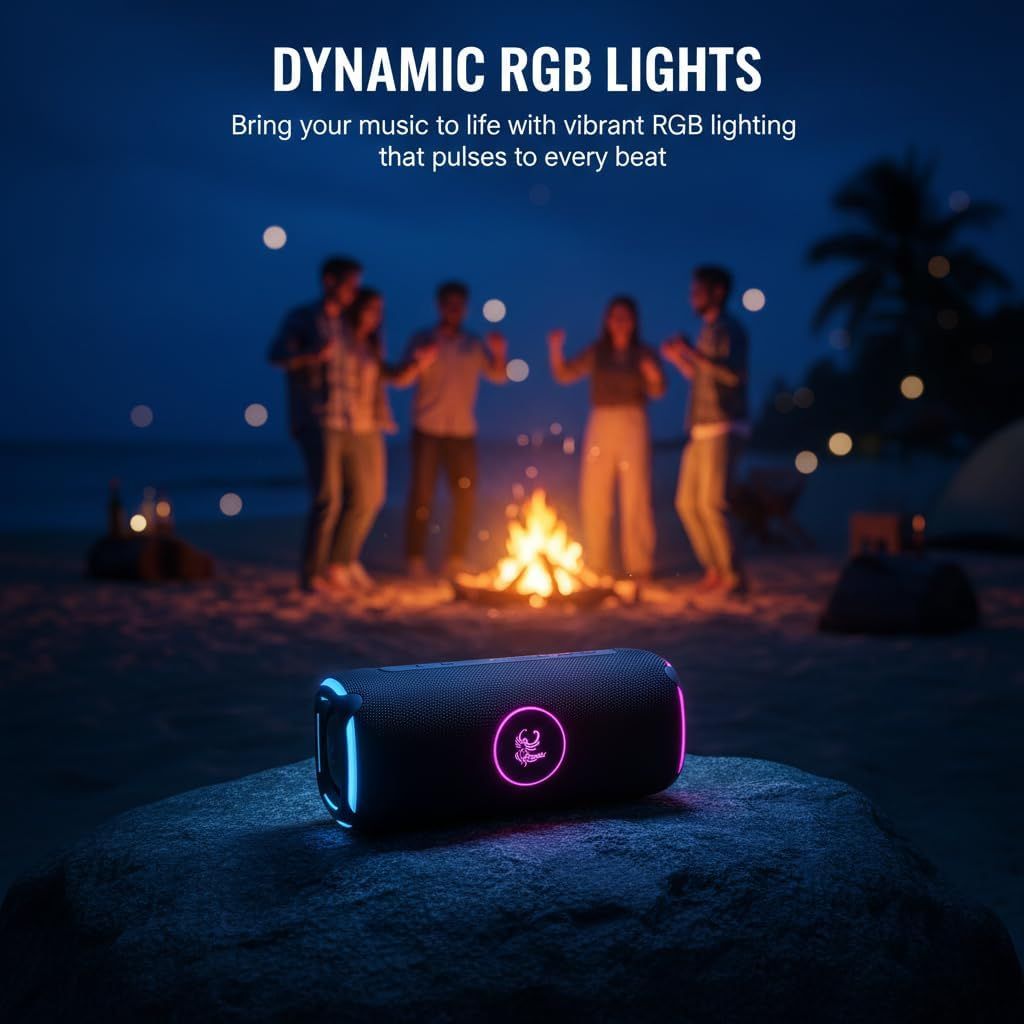 IP-740 2in1 Power Bank & Speaker BT LED Lights 4000 mAh Batter Water Resistant - Black