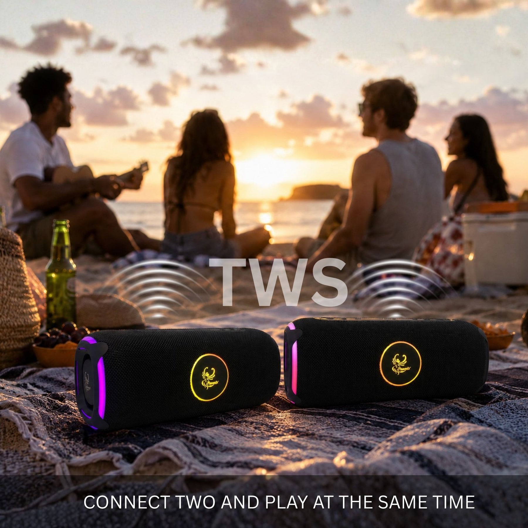 IP-740 2in1 Power Bank & Speaker BT LED Lights 4000 mAh Batter Water Resistant -