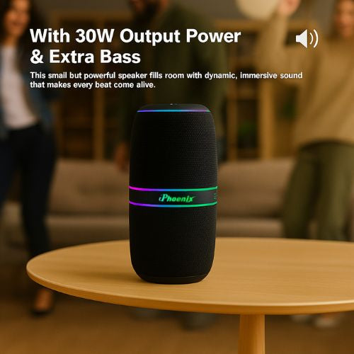 IP-760 Portable Indoor Outdoor Bluetooth Wireless Speaker TWS LED Lights Water Resistant - Black