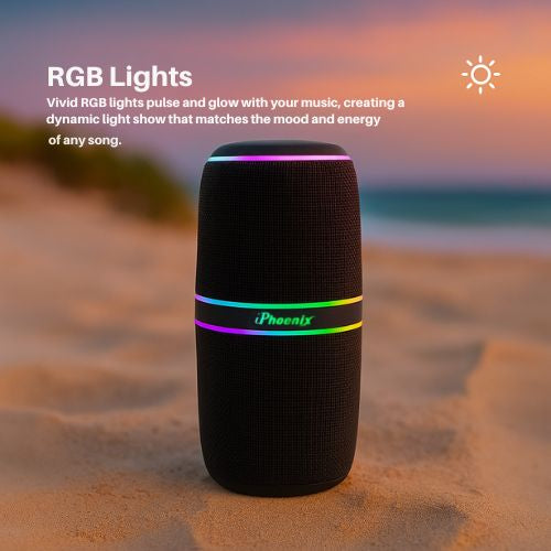 IP-760 Portable Indoor Outdoor Bluetooth Wireless Speaker TWS LED Lights Water Resistant - Black