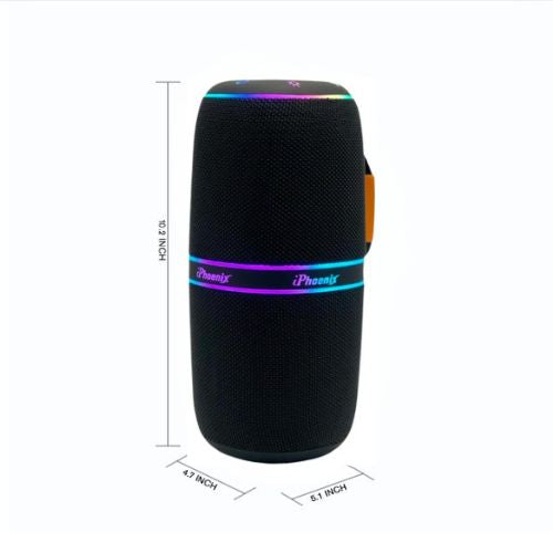 IP-760 Portable Indoor Outdoor Bluetooth Wireless Speaker TWS LED Lights Water Resistant - Black