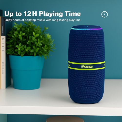 IP-760 Portable Indoor Outdoor Bluetooth Wireless Speaker TWS LED Lights Water Resistant - Blue