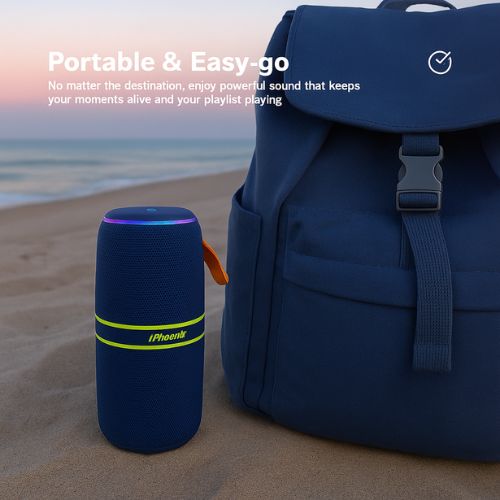 IP-760 Portable Indoor Outdoor Bluetooth Wireless Speaker TWS LED Lights Water Resistant - Blue