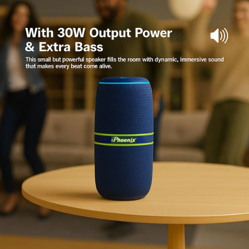 IP-760 Portable Indoor Outdoor Bluetooth Wireless Speaker TWS LED Lights Water Resistant - Blue