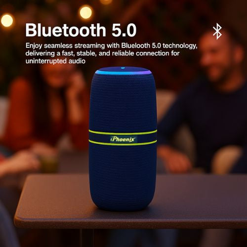 IP-760 Portable Indoor Outdoor Bluetooth Wireless Speaker TWS LED Lights Water Resistant - Blue