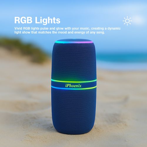 IP-760 Portable Indoor Outdoor Bluetooth Wireless Speaker TWS LED Lights Water Resistant - Blue