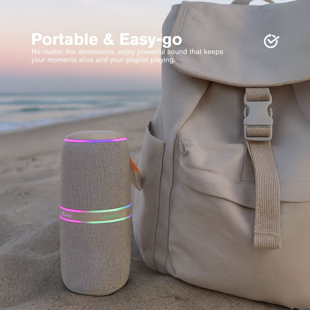 IP-760 Portable Indoor Outdoor Bluetooth Wireless Speaker TWS LED Lights Water Resistant - Gray
