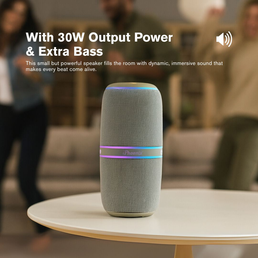 IP-760 Portable Indoor Outdoor Bluetooth Wireless Speaker TWS LED Lights Water Resistant - Gray