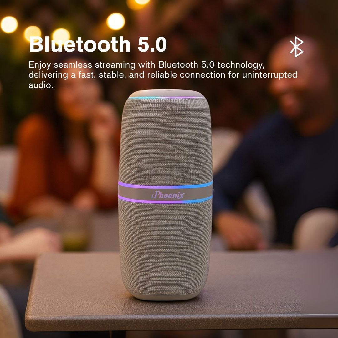 IP-760 Portable Indoor Outdoor Bluetooth Wireless Speaker TWS LED Lights Water Resistant - Gray