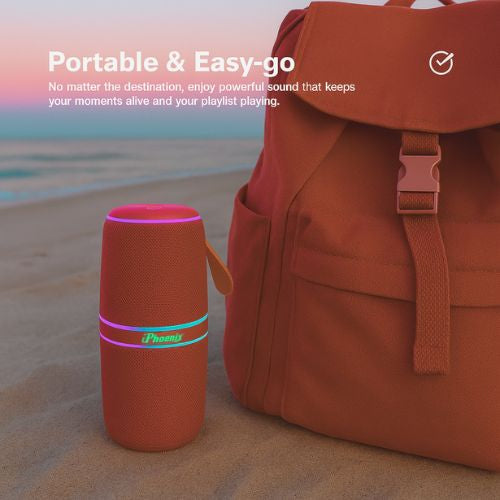 IP-760 Portable Indoor Outdoor Bluetooth Wireless Speaker TWS LED Lights Water Resistant - Red