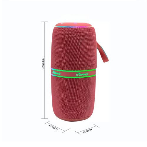 IP-760 Portable Indoor Outdoor Bluetooth Wireless Speaker TWS LED Lights Water Resistant - Red