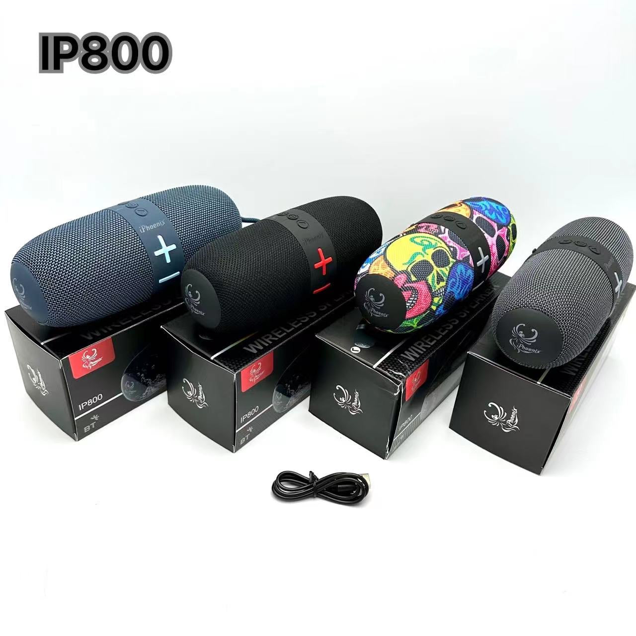 IP-800 Portable BT Wireless Speaker 16 Hours Playtime 2000mAh Battery LED Lights - Black