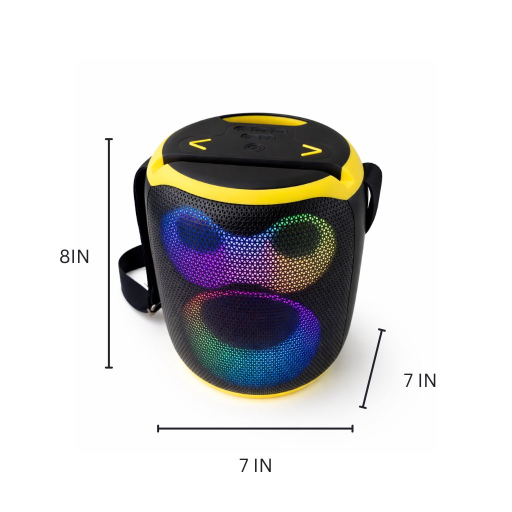 IP-808 Portable BT Speaker with Mic LED Lights 15 Hours Playtime 70W - Black-Yellow