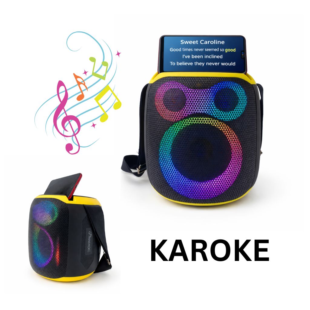 IP-808 Portable BT Speaker with Mic LED Lights 15 Hours Playtime 70W - Black-Yellow
