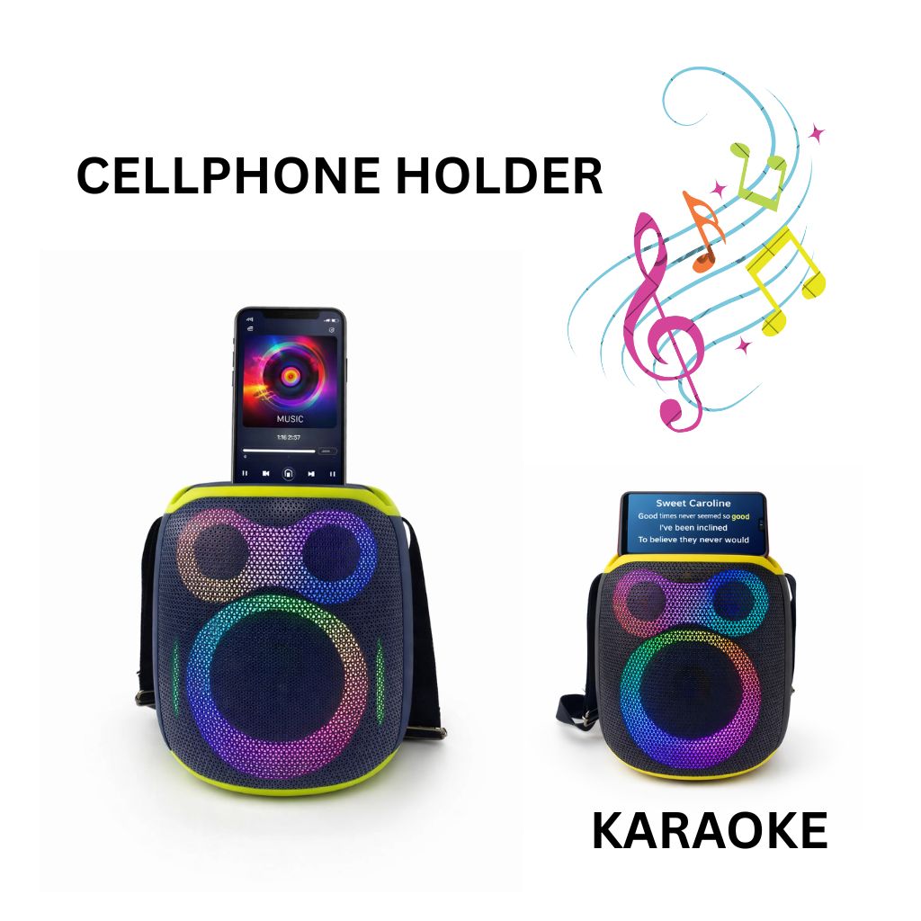IP-808 Portable BT Speaker with Mic LED Lights 15 Hours Playtime 70W - Black-Yellow