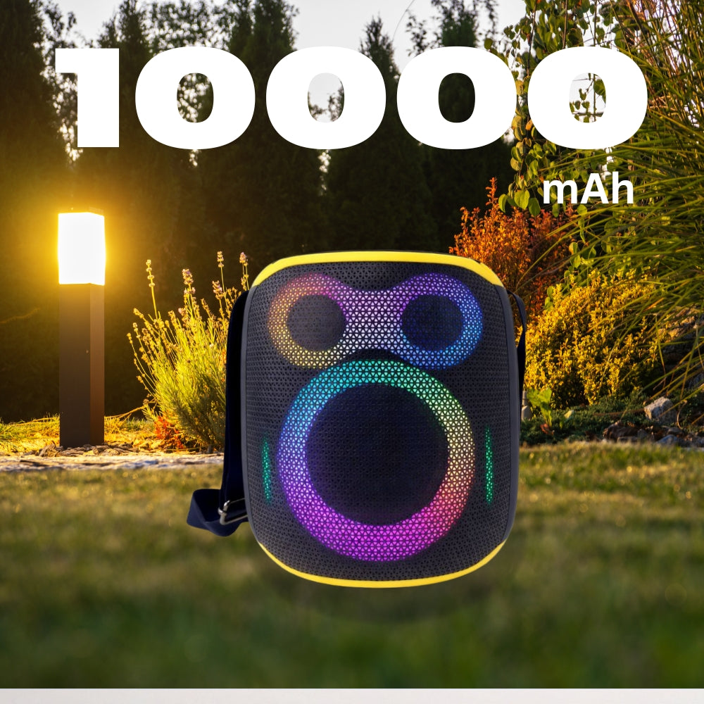 IP-808 Portable BT Speaker with Mic LED Lights 15 Hours Playtime 70W - Black-Yellow