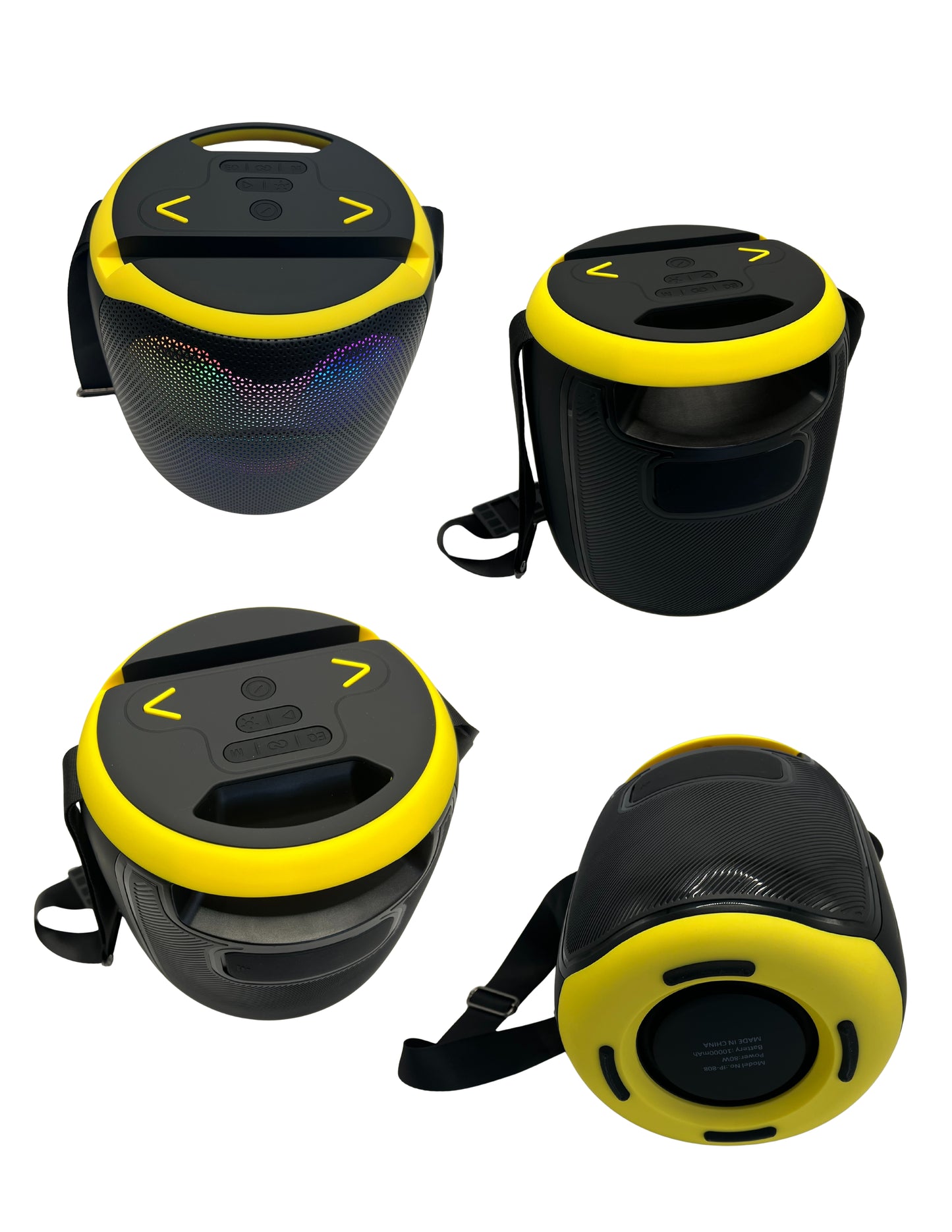 IP-808 Portable BT Speaker with Mic LED Lights 15 Hours Playtime 70W - Black-Yellow