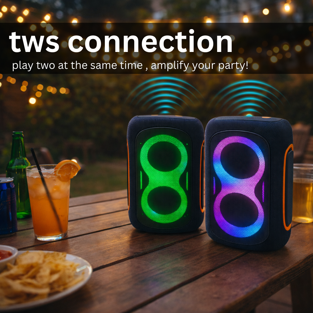 IP-809 Power Bank Bluetooth Wireless Rechargeable Speaker TWS LED Lights - Black