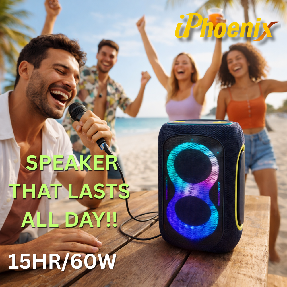 IP-809 Power Bank Bluetooth Wireless Rechargeable Speaker TWS LED Lights - Black