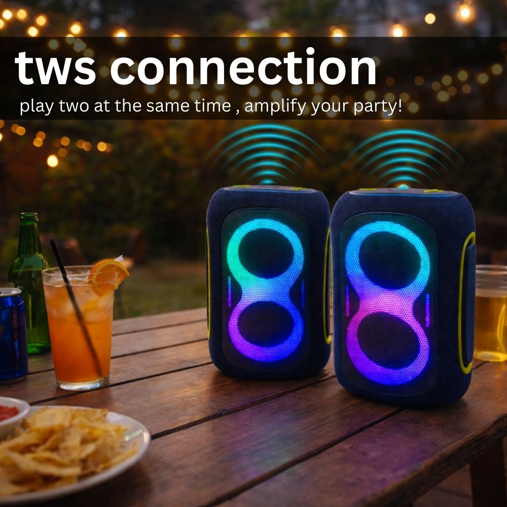 IP-809 Power Bank Bluetooth Wireless Rechargeable Speaker TWS LED Lights - Blue