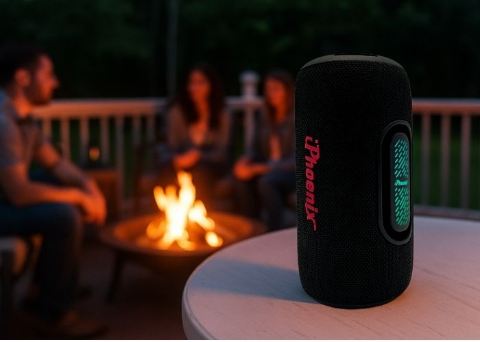 IP-872 Portable BT Wireless Speaker 8 Hours Playtime 8000mAh Battery LED Lights - Black