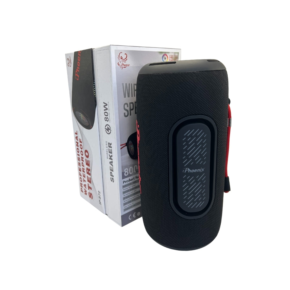 IP-872 Portable BT Wireless Speaker 8 Hours Playtime 8000mAh Battery LED Lights - Black
