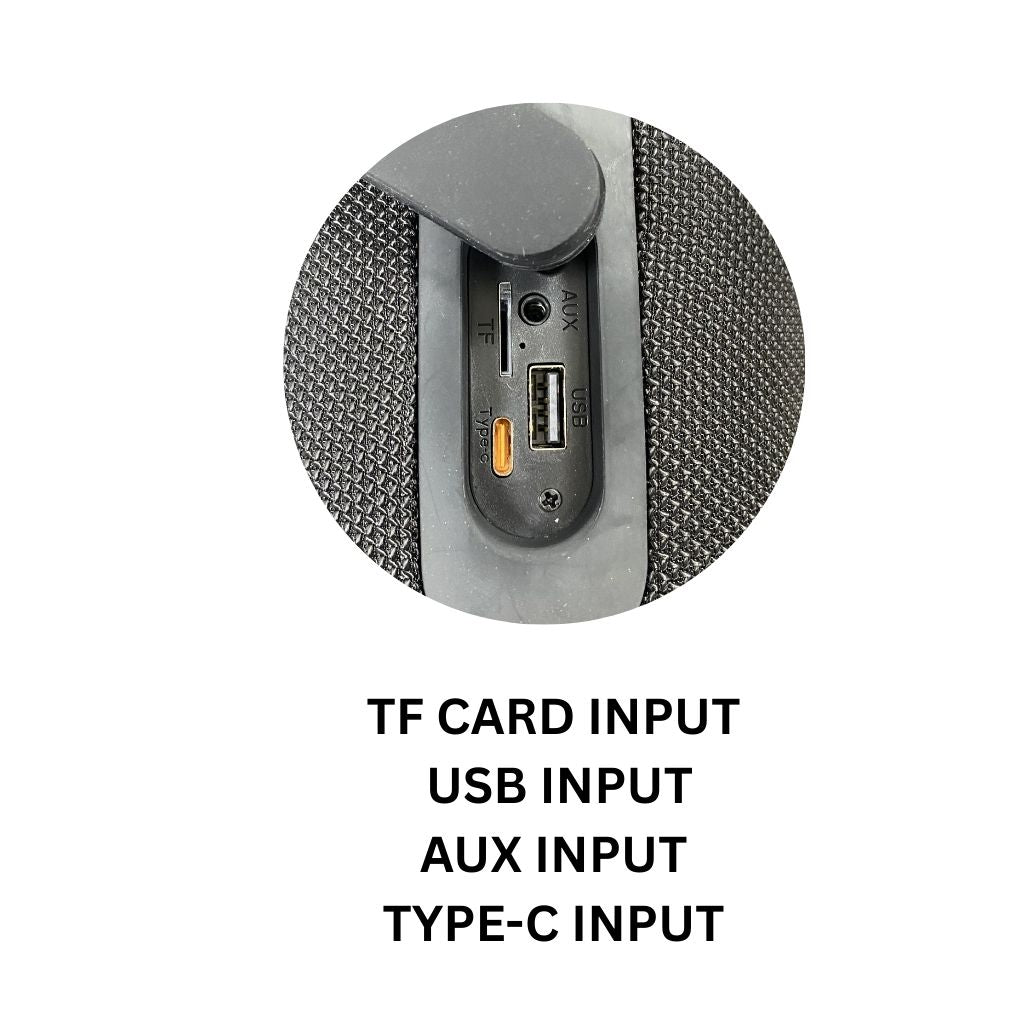IP-872 Portable BT Wireless Speaker 8 Hours Playtime 8000mAh Battery LED Lights - Black