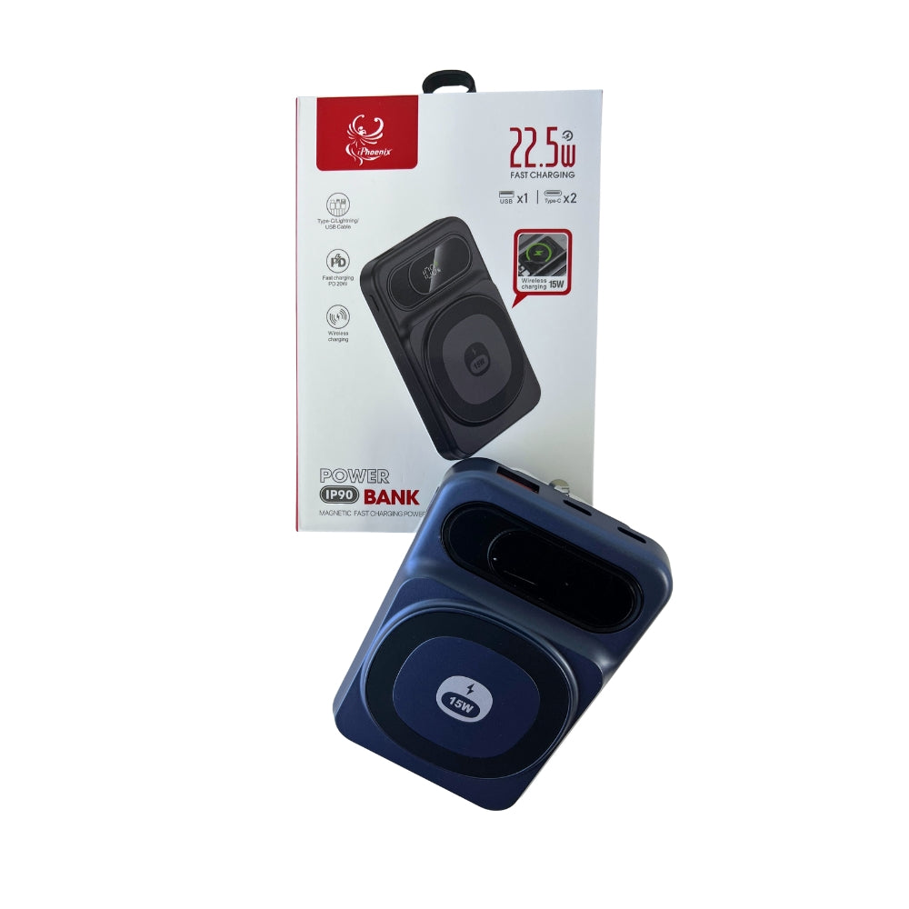 IP-90 Power Bank with Magnetic Fast Charging Power Supply - Blue